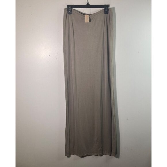 Womens Chan Luu Maxi Skirt Tan Viscose L NWT Pull On Pencil Style Raw Hem - Picture 1 of 10